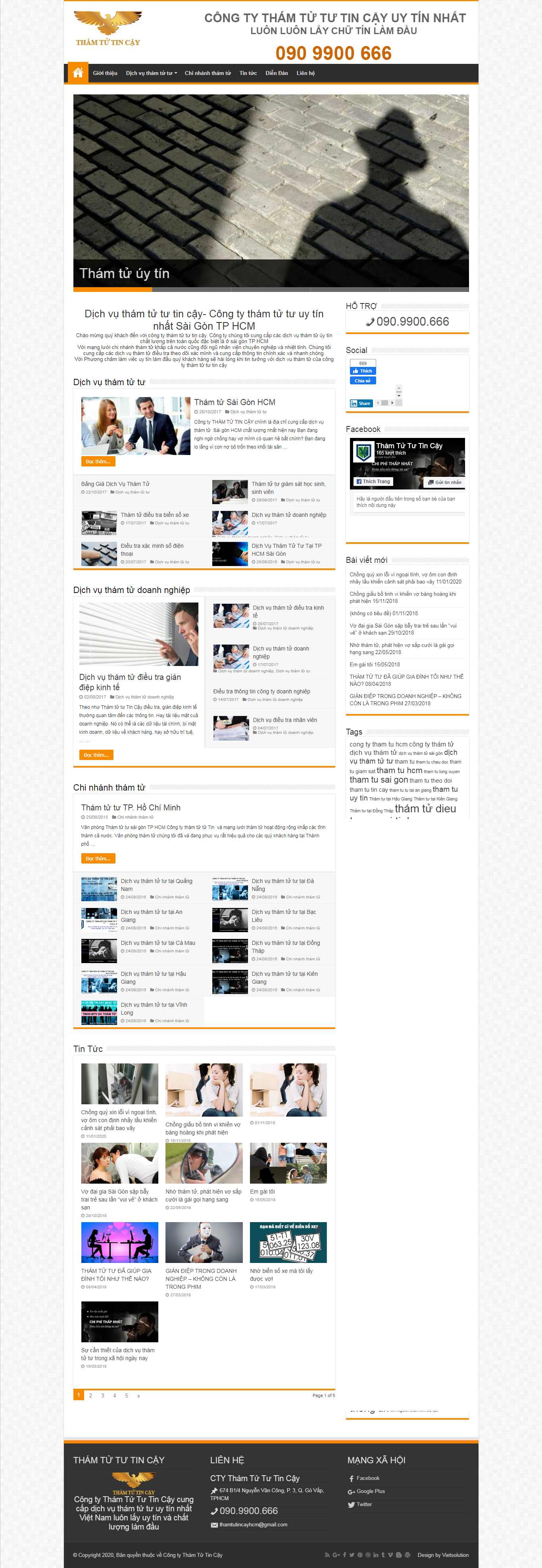 Thiết kế trang Web an ninh - thám tử - bảo vệ - www.thamtutincay.com