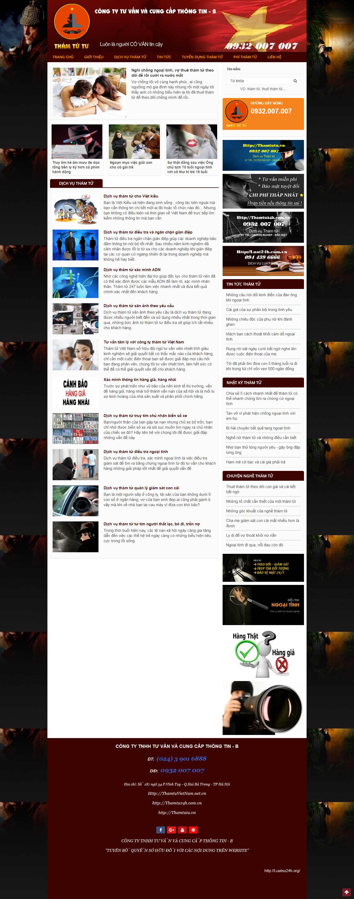 Thiết kế trang Web an ninh - thám tử - bảo vệ - www.thamtuvietnam.net.vn