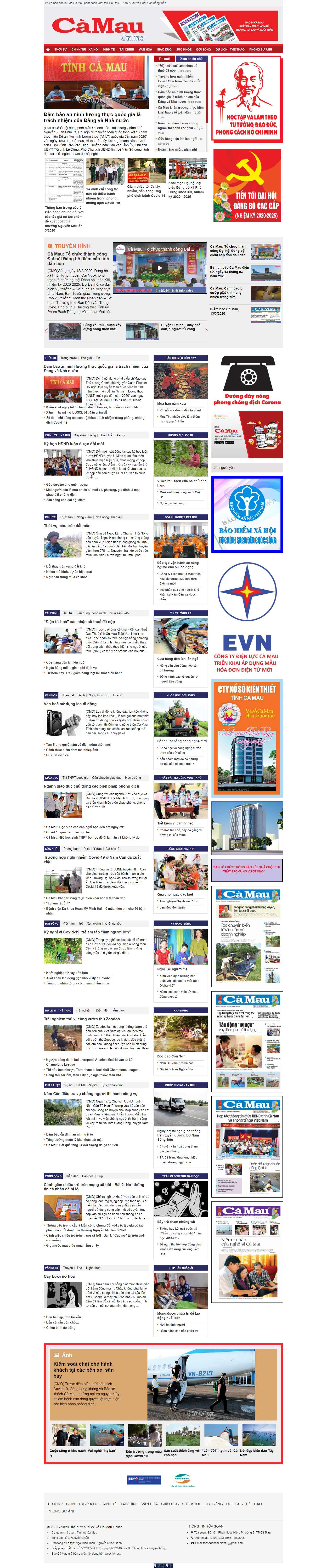 Thiết kế trang Web báo điện tử online - baocamau.com.vn