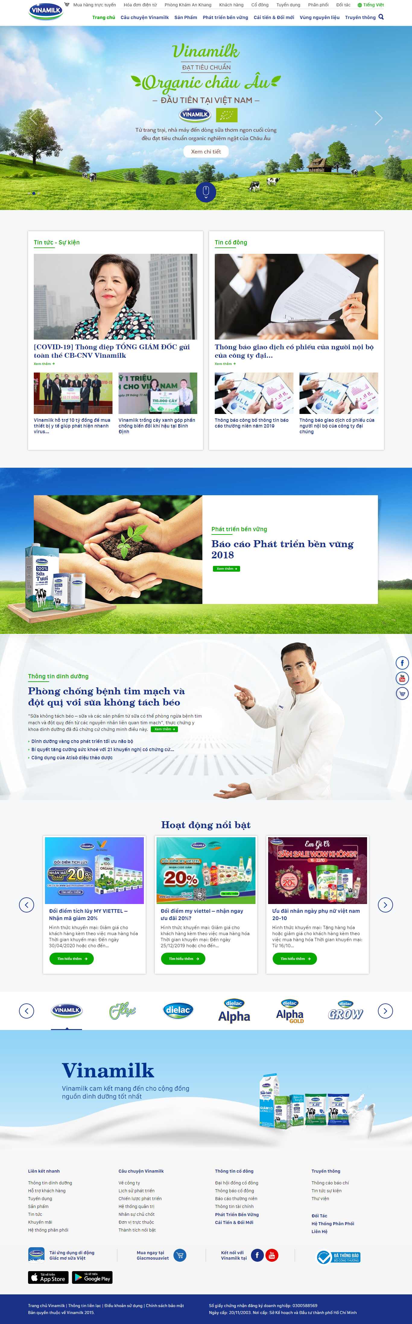 Thiết kế trang Web công ty sữa - www.vinamilk.com.vn