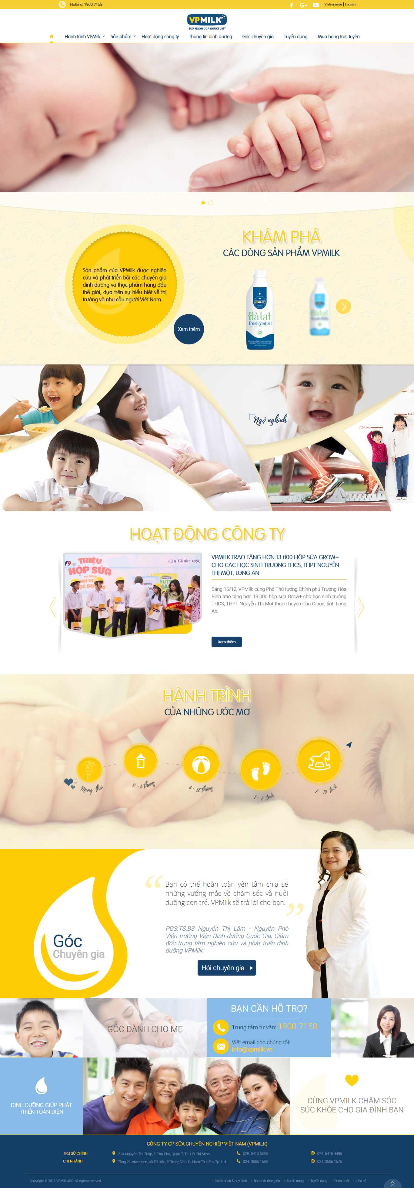 Thiết kế trang Web công ty sữa - vpmilk.vn