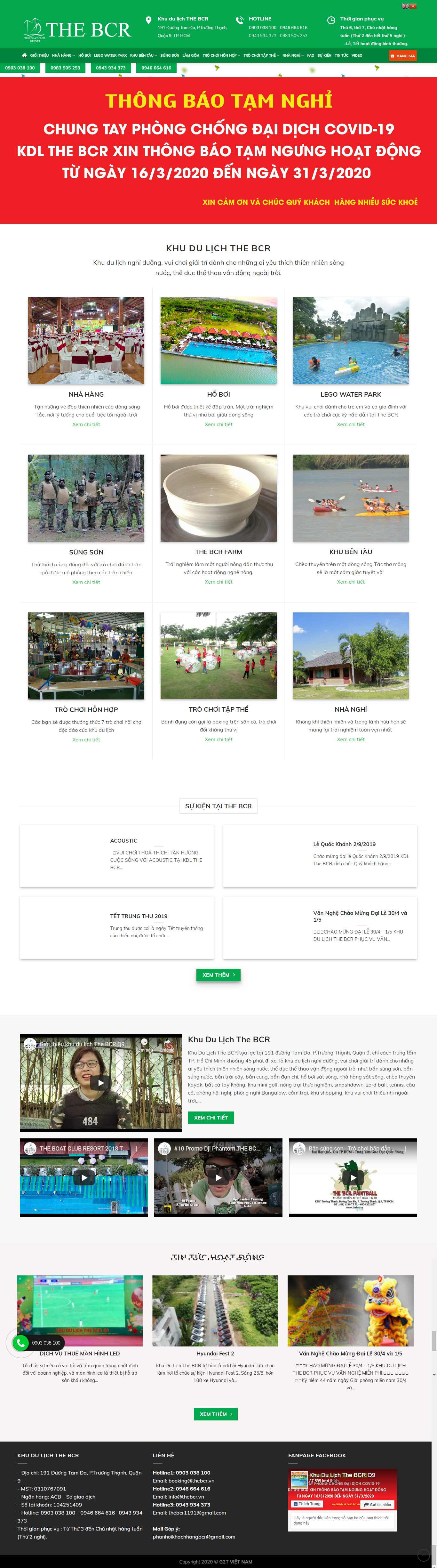 Thiết kế trang Web khu du lịch - thebcr.vn