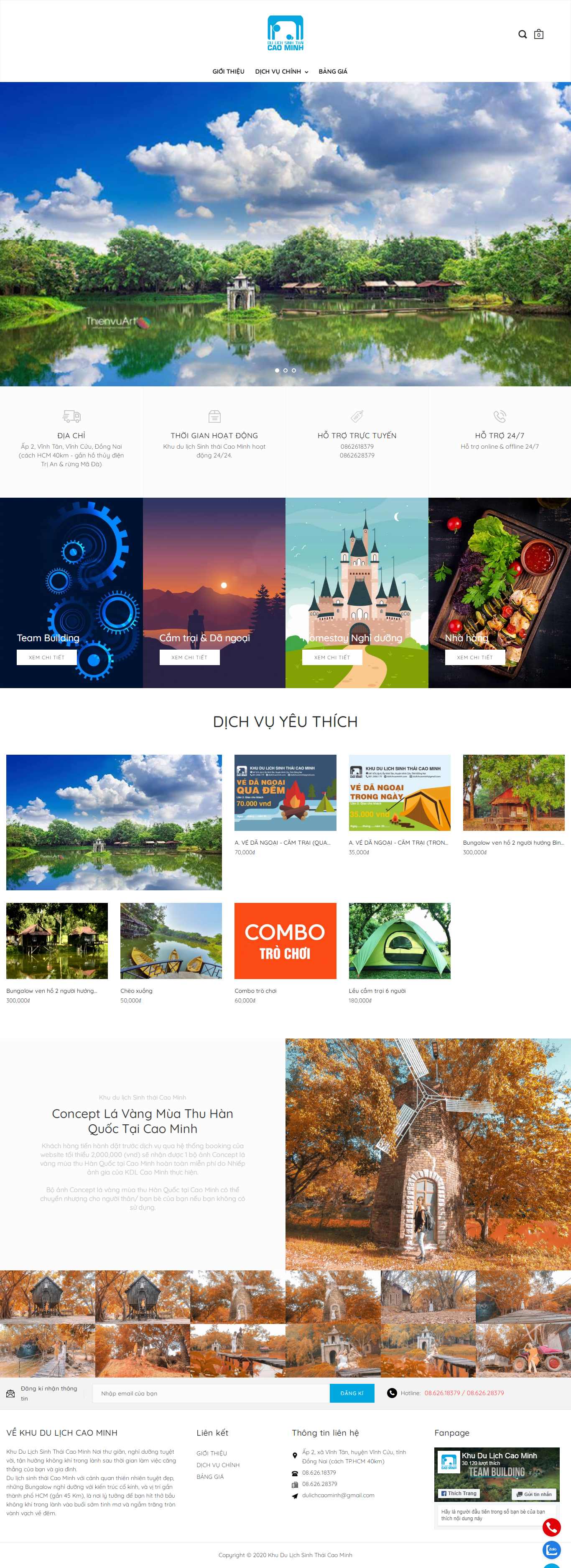 Thiết kế trang Web khu du lịch - dulichcaominh.com