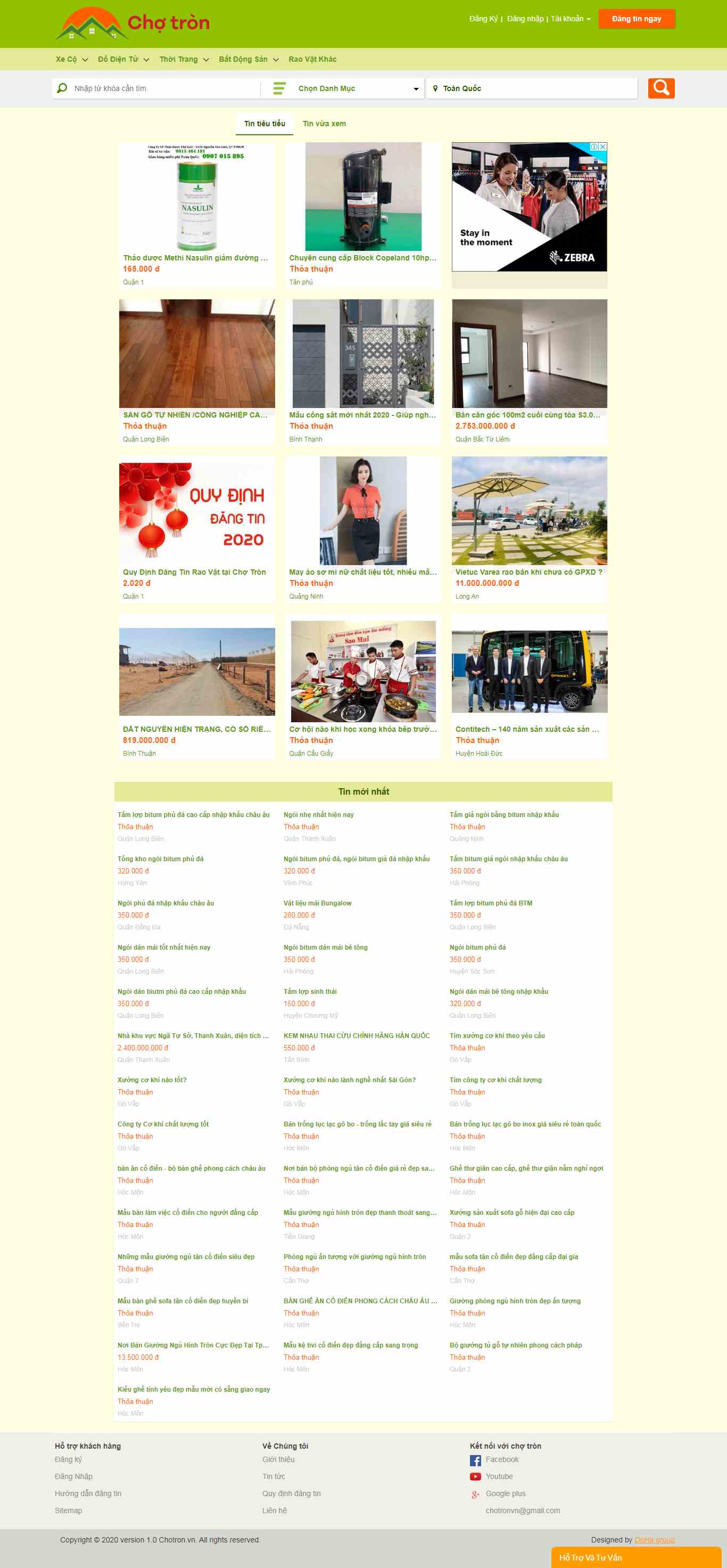 Thiết kế trang Web đăng tin rao vặt - www.chotron.vn
