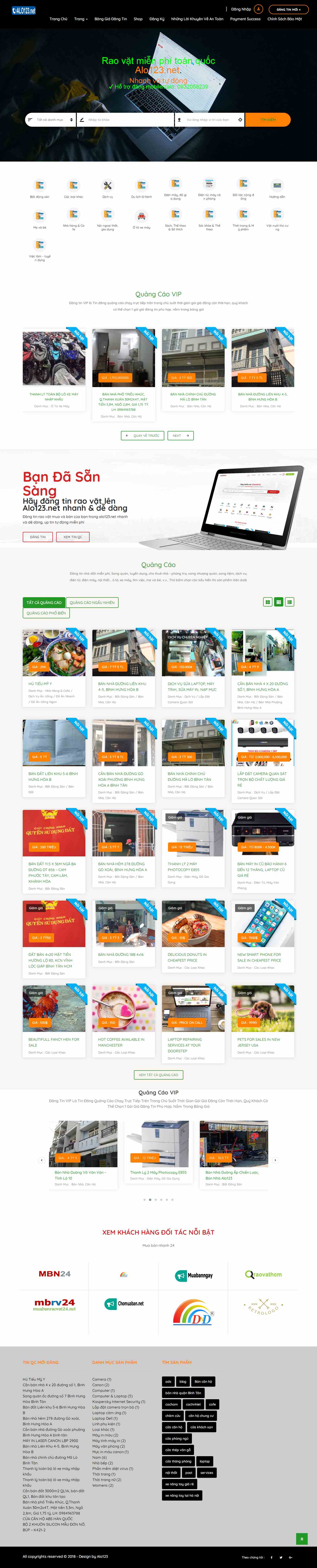 Thiết kế trang Web đăng tin rao vặt - alo123.net