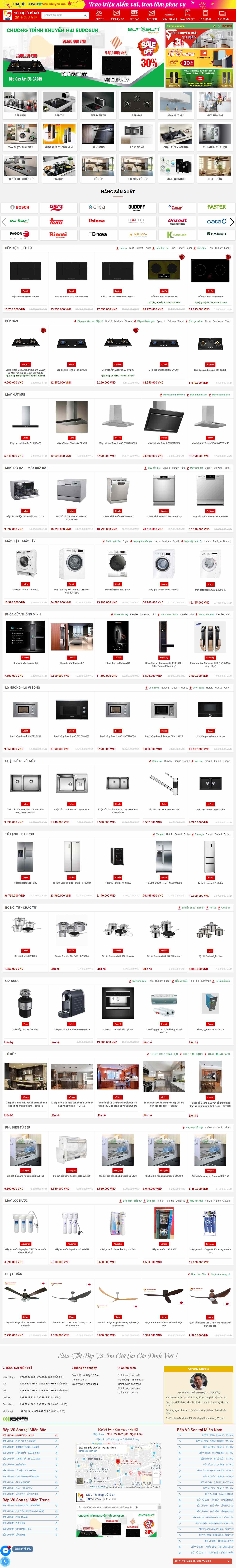 Thiết kế trang Web thiết bị nhà bếp - bepvuson.vn