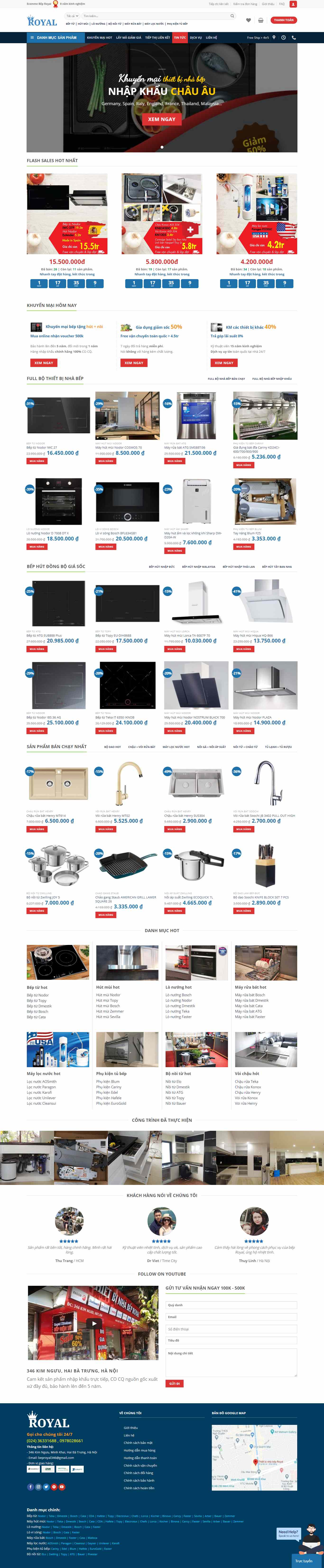 Thiết kế trang Web thiết bị nhà bếp - beproyal.com