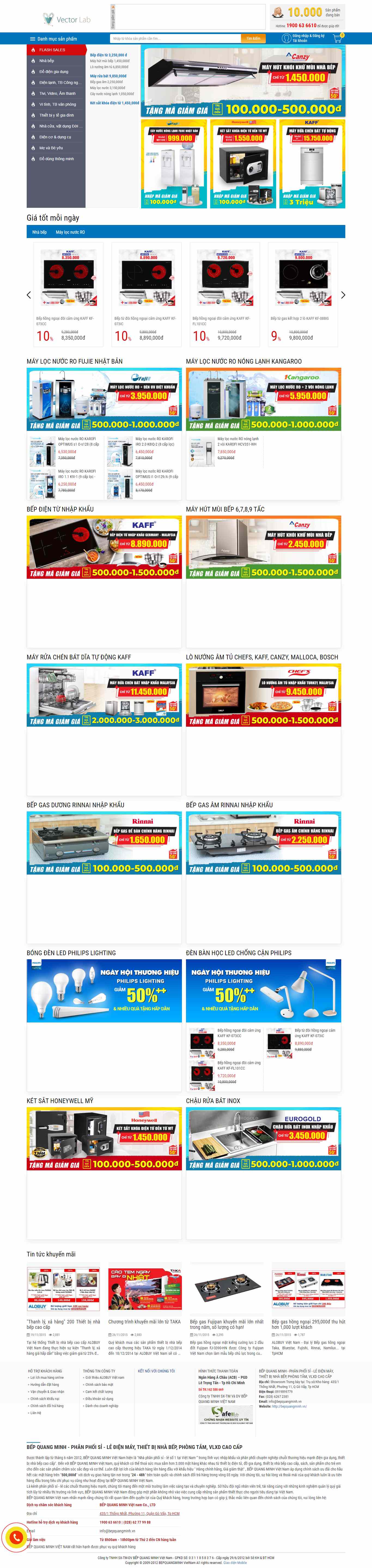 Thiết kế trang Web thiết bị nhà bếp - bepquangminh.vn