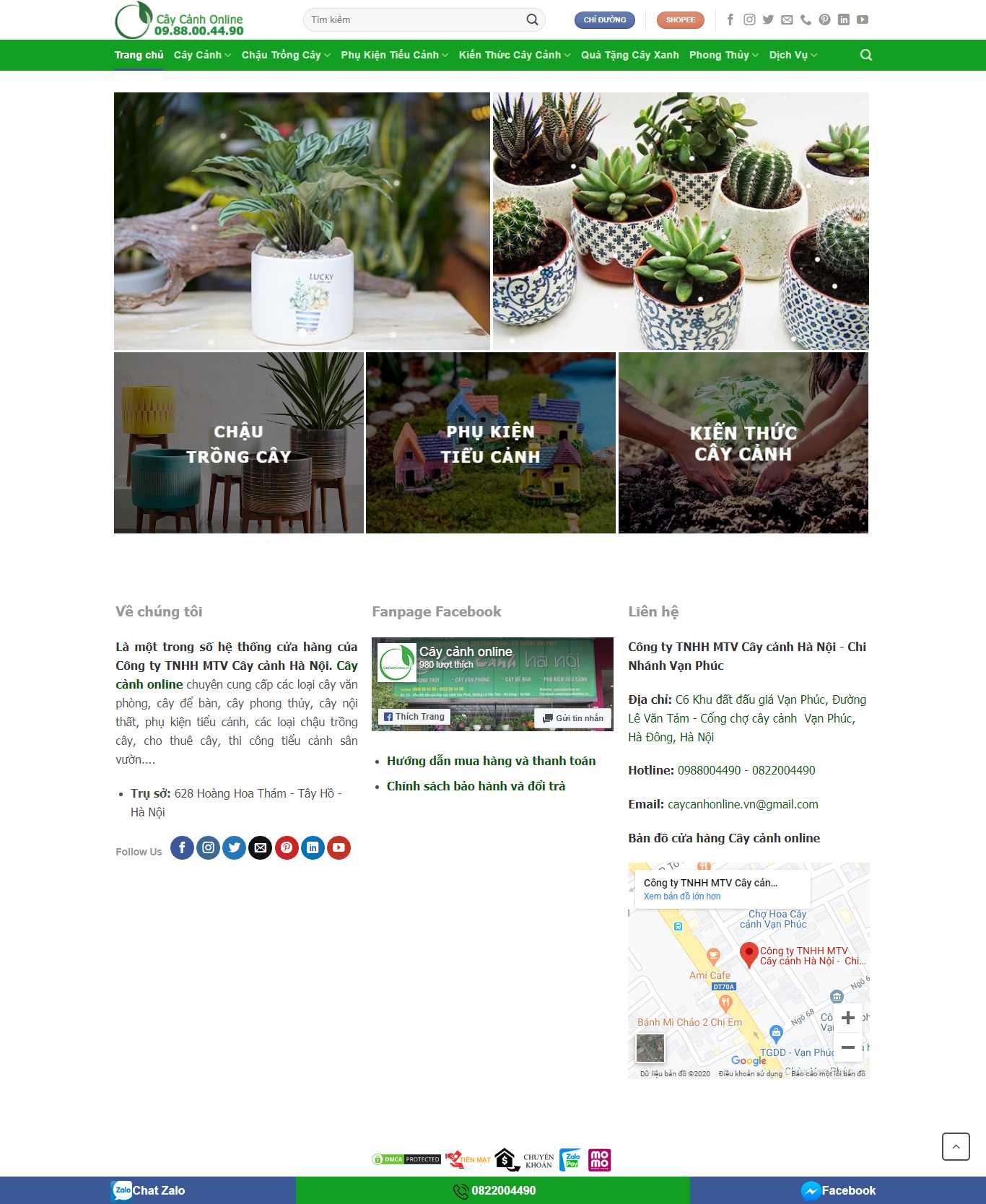Thiết kế trang Web mua bán cây cảnh - caycanhonline.vn