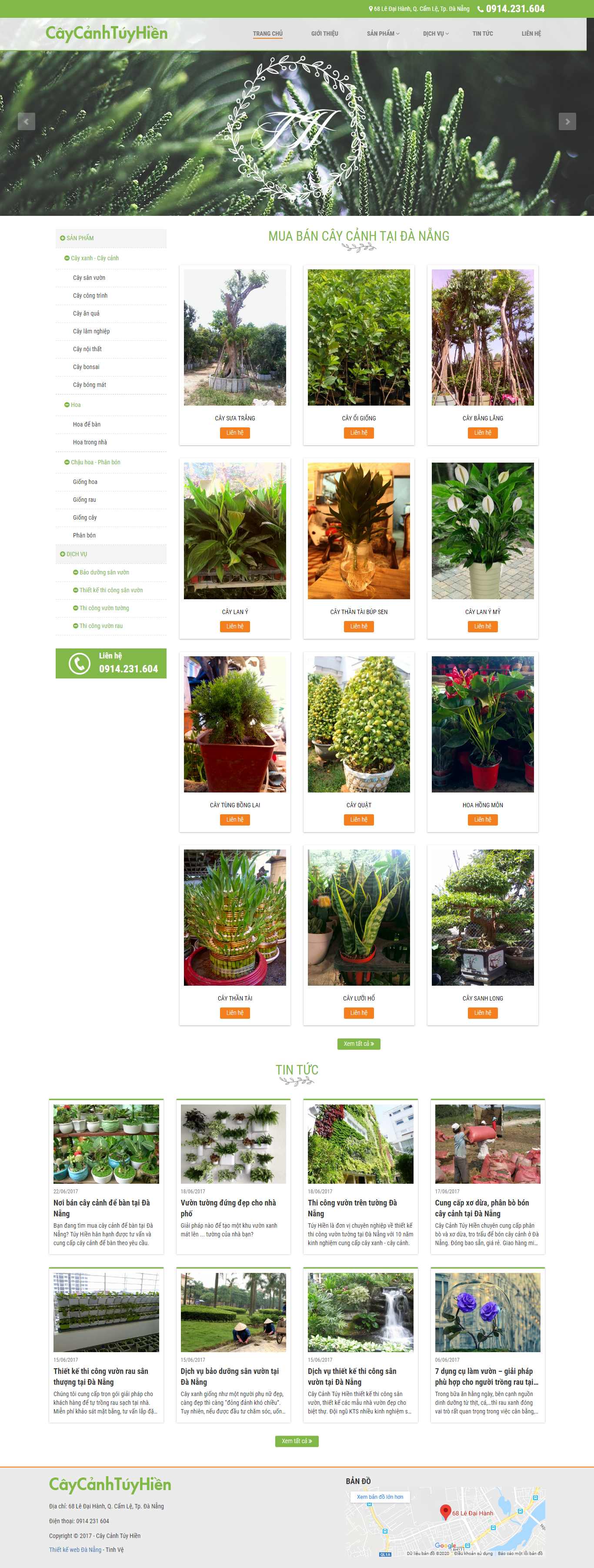 Thiết kế trang Web mua bán cây cảnh - caycanhtuyhien.com