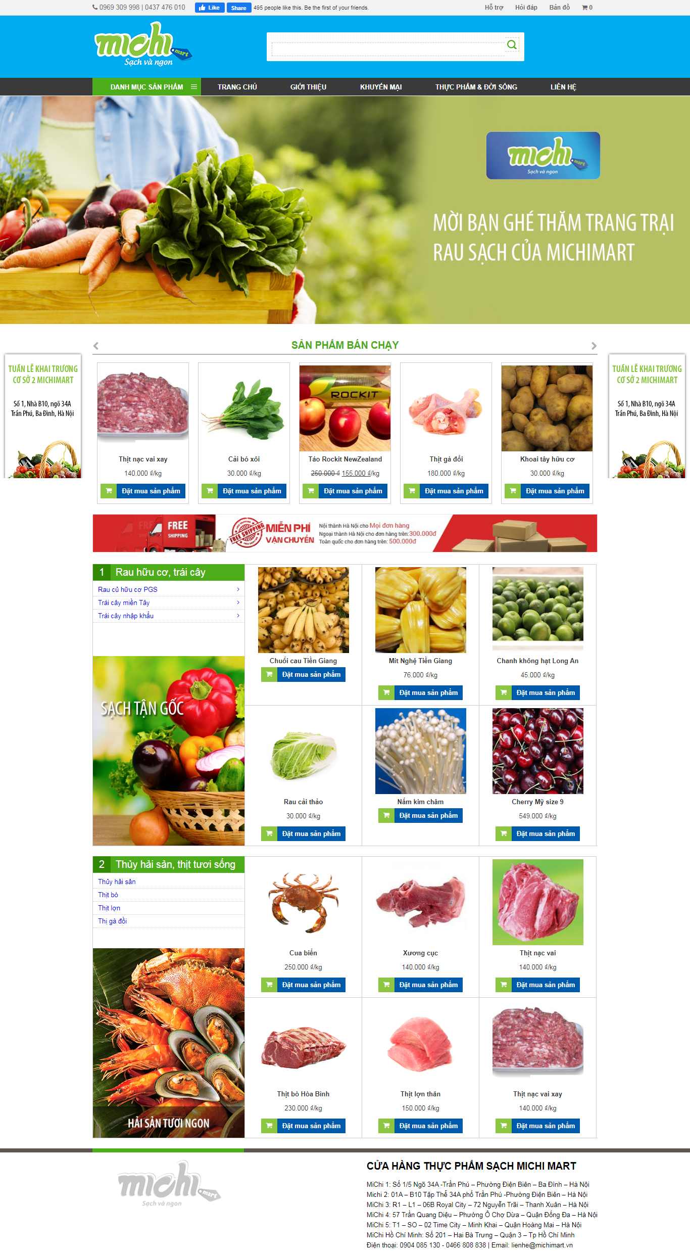 Thiết kế trang Web kinh doanh thực phẩm sạch - michimart.vn