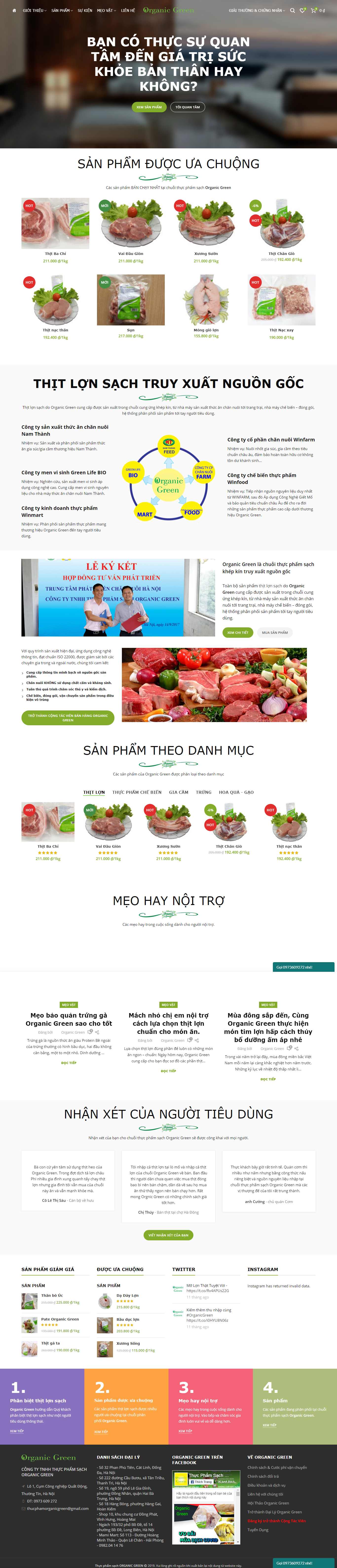 Thiết kế trang Web kinh doanh thực phẩm sạch - thucphamorganicgreen.com