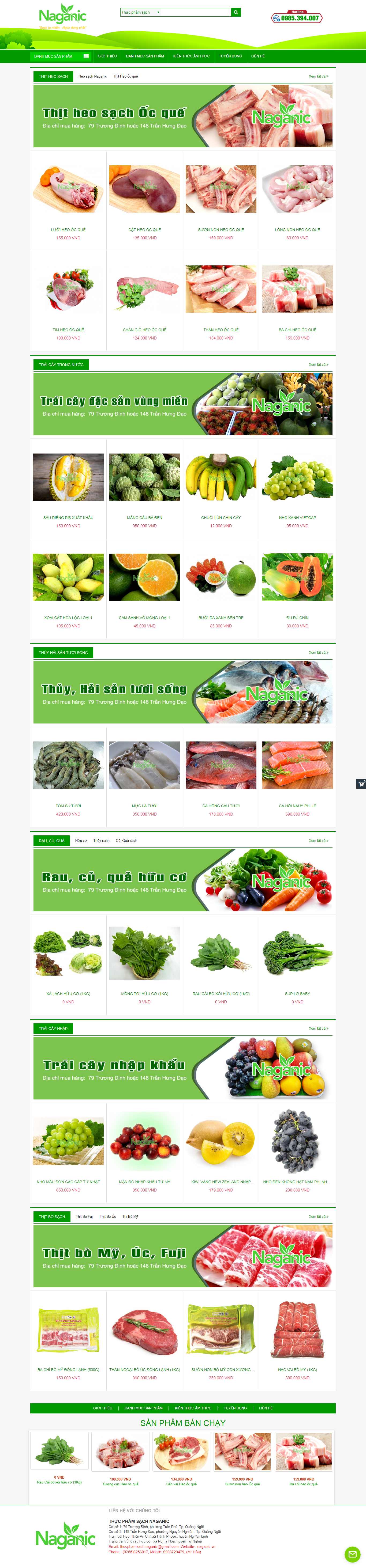 Thiết kế trang Web kinh doanh thực phẩm sạch - naganic.vn