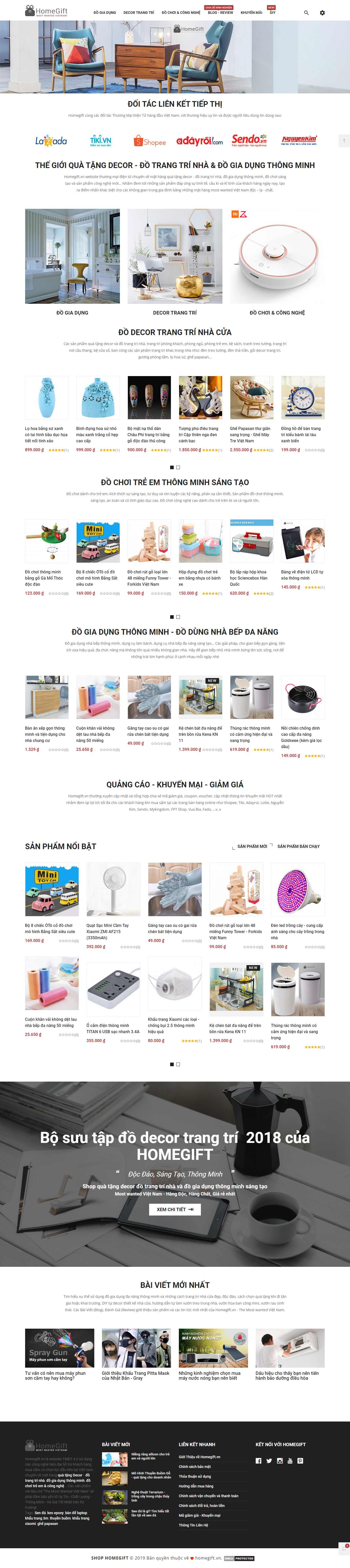 Thiết kế trang Web shop quà tặng - homegift.vn