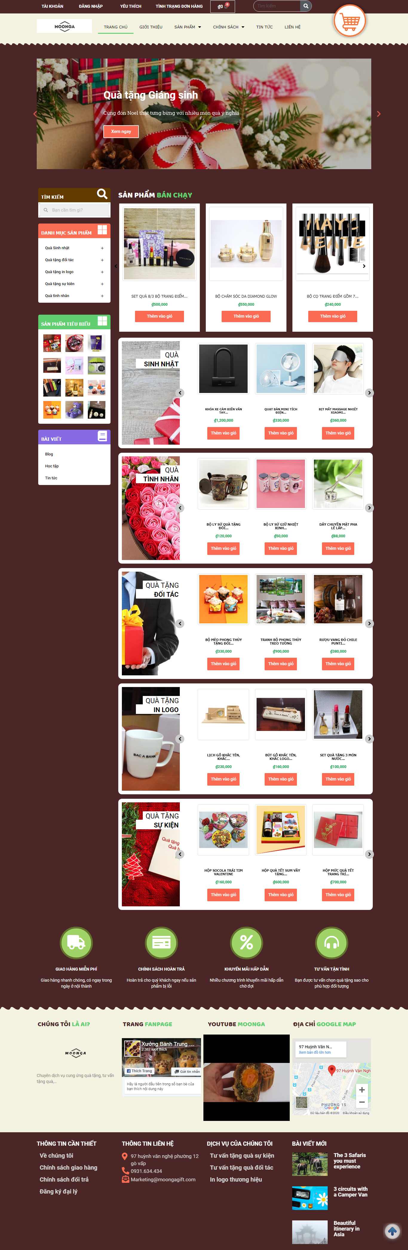 Thiết kế trang Web shop quà tặng - moongagift.com