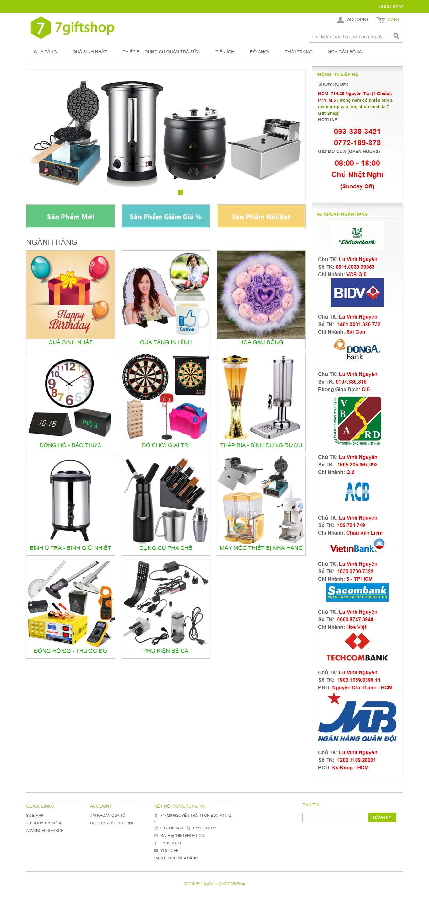Thiết kế trang Web shop quà tặng - 7giftshop.com