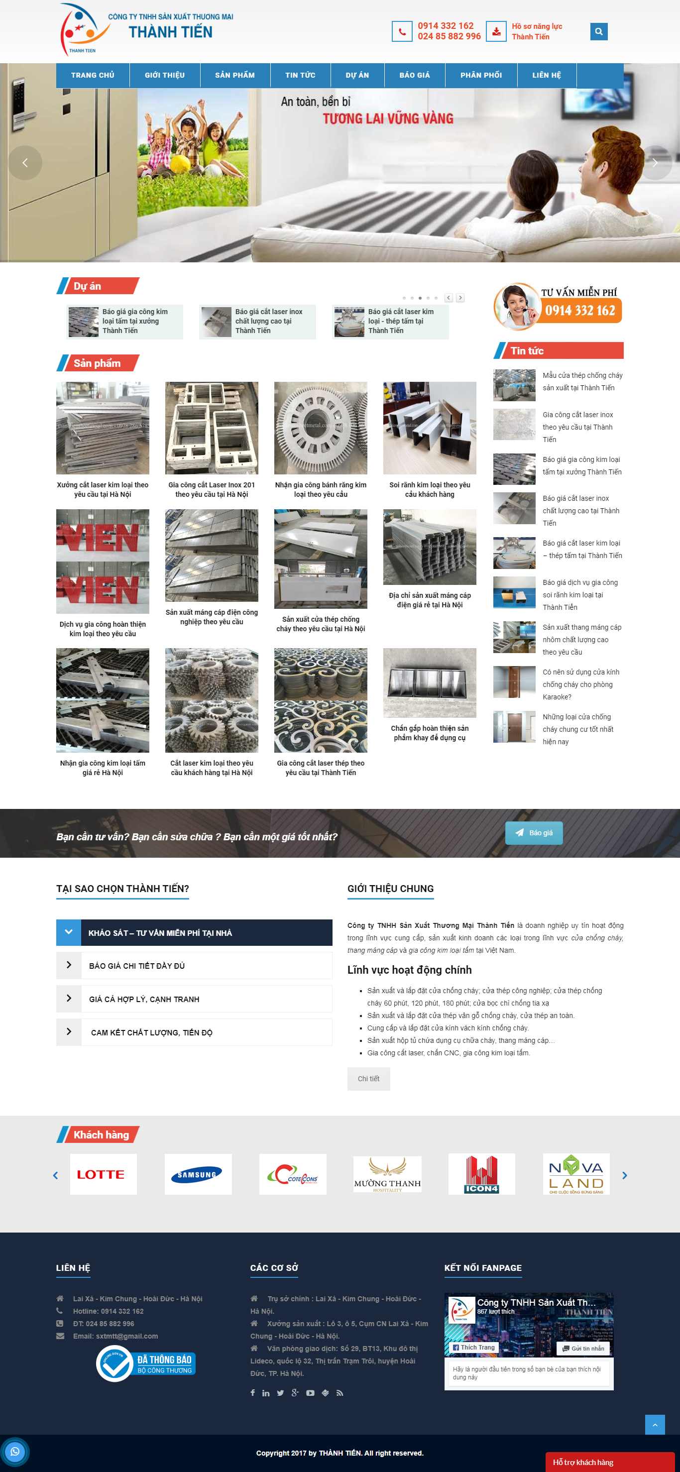 Thiết kế trang Web doanh nghiệp sản xuất - thanhtiensheetmetal.com