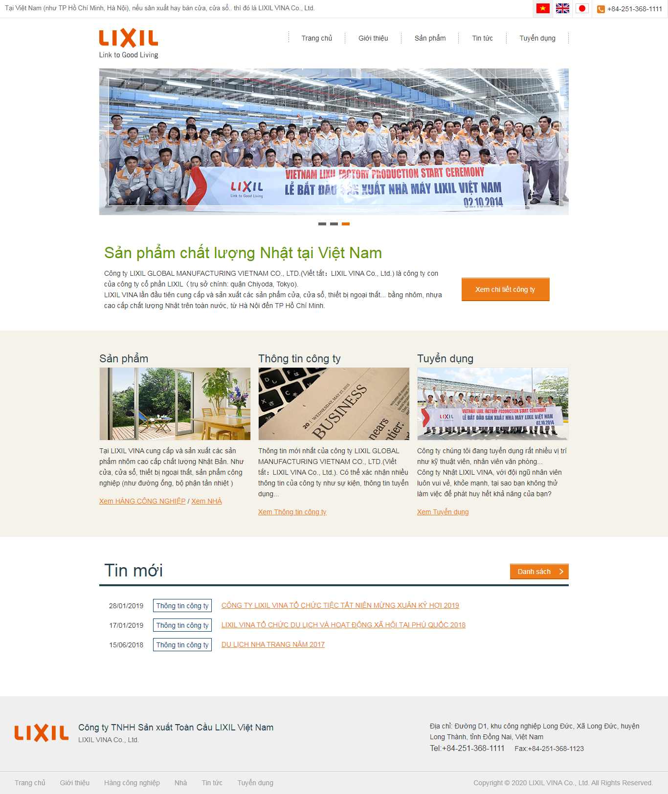 Thiết kế trang Web doanh nghiệp sản xuất - lixilvina.com.vn