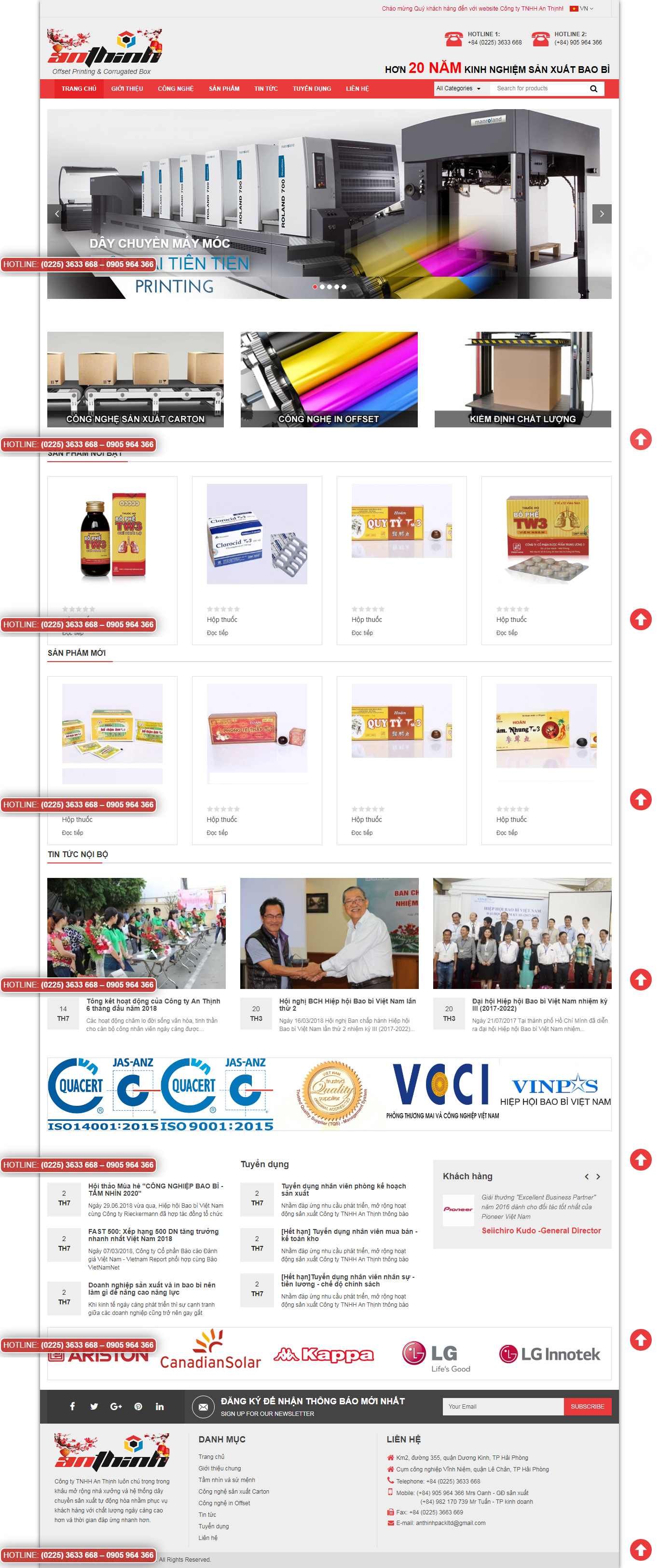 Thiết kế trang Web doanh nghiệp sản xuất - anthinhpack.vn