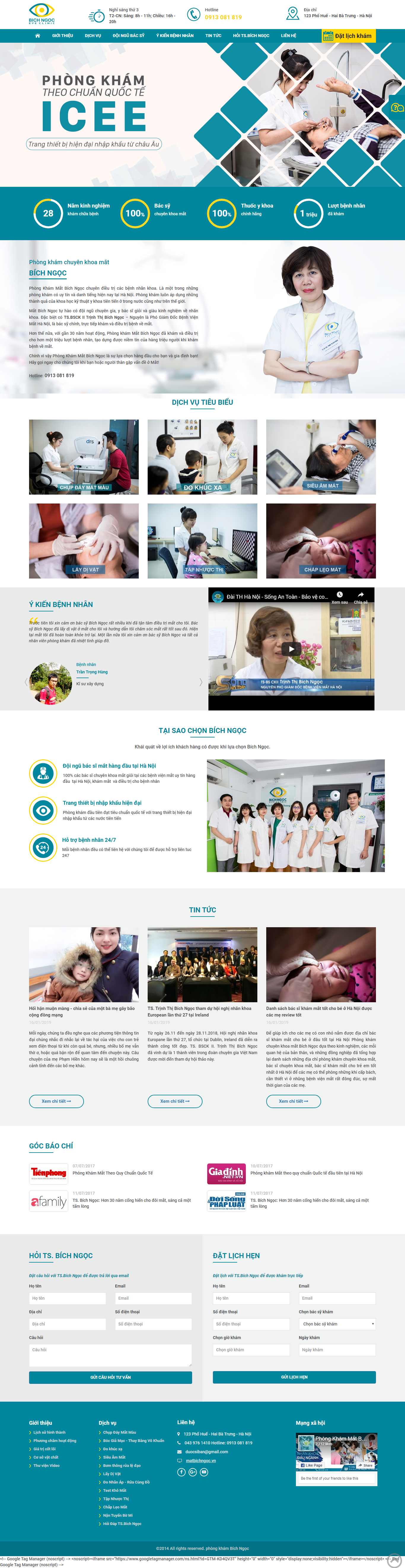 Thiết kế trang Web phòng khám tư nhân - matbichngoc.vn