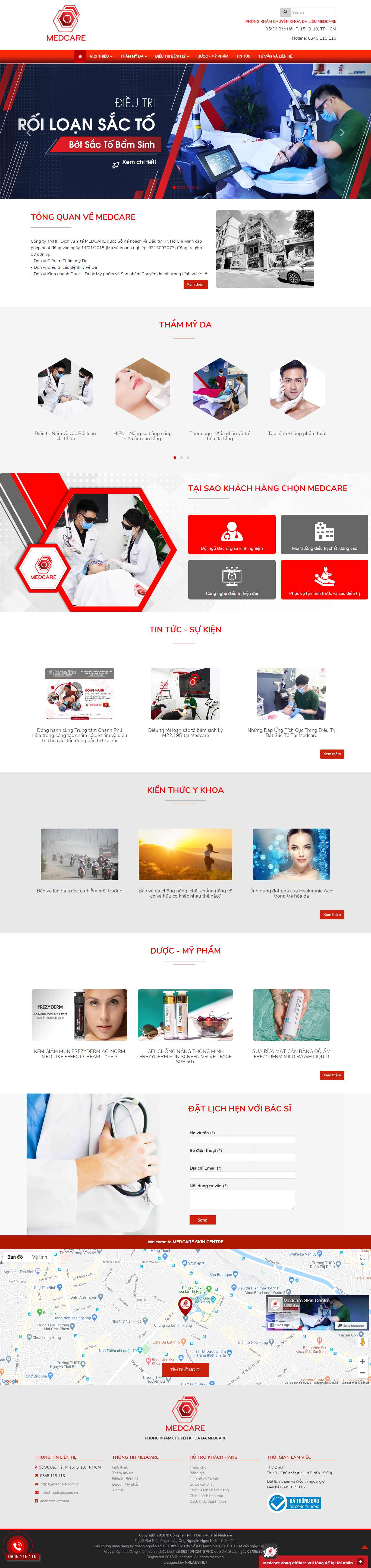 Thiết kế trang Web phòng khám tư nhân - medcare.com.vn