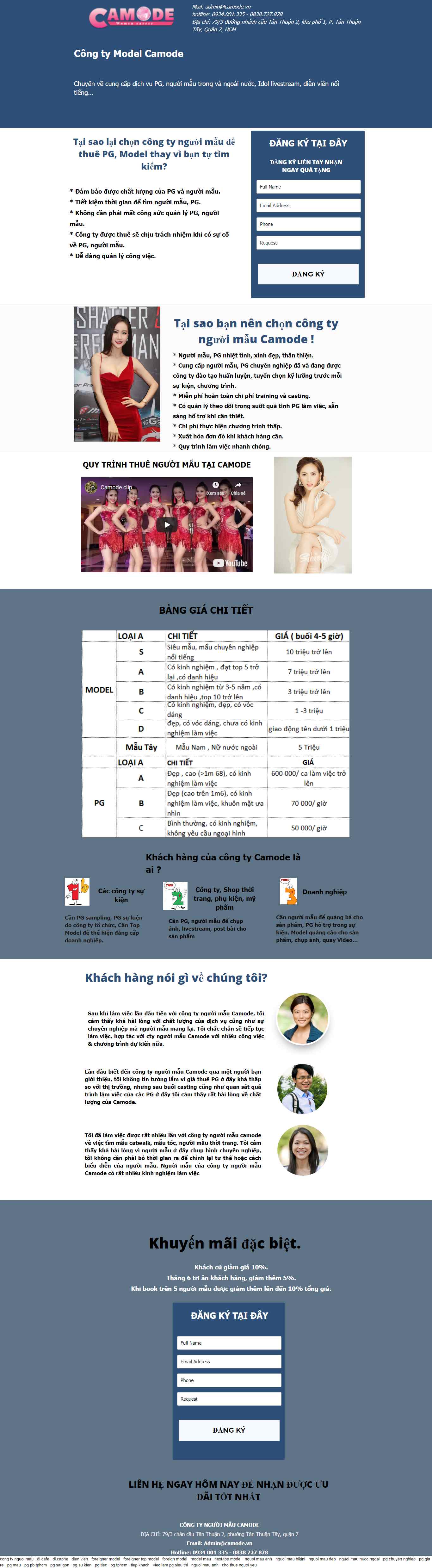 Thiết kế trang Web công ty người mẫu model - www.congtynguoimau.top