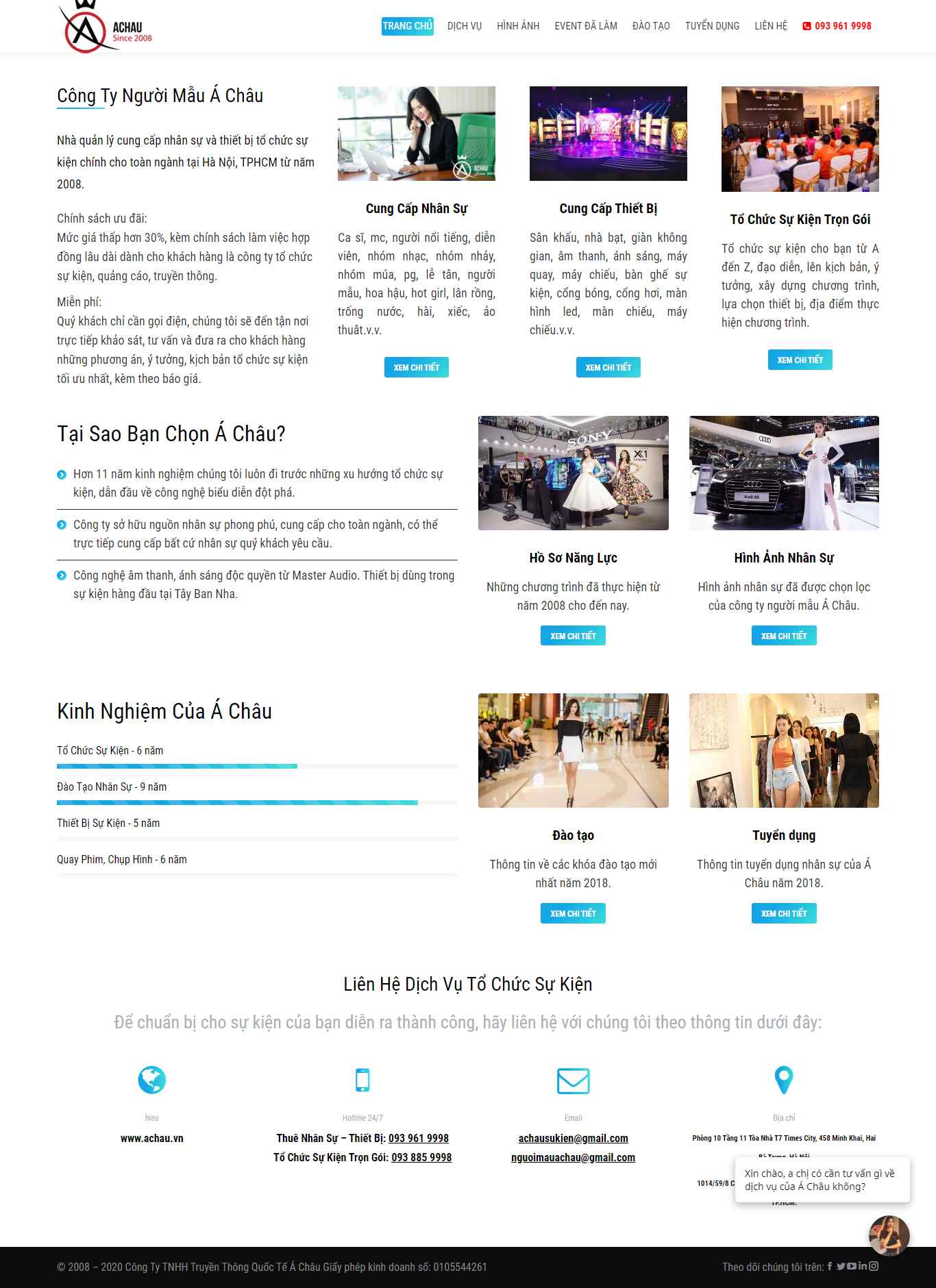Thiết kế trang Web công ty người mẫu model - achau.vn