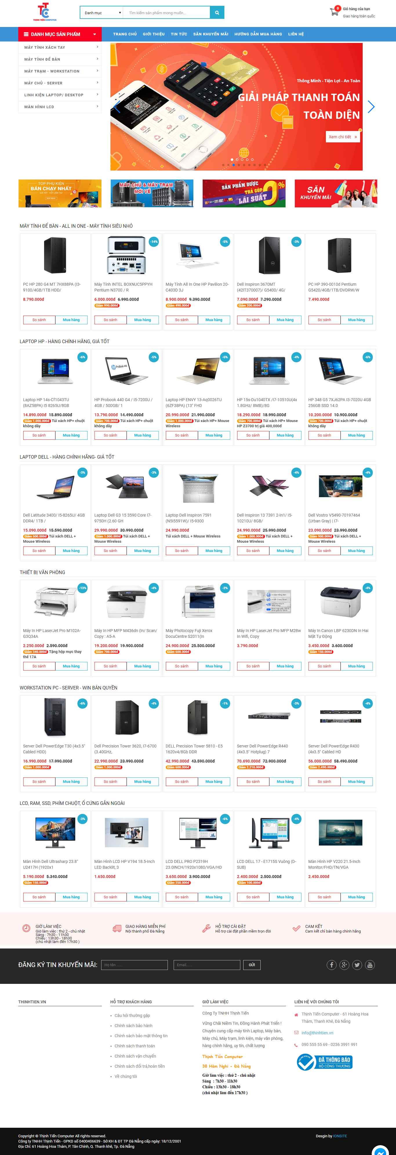 Thiết kế trang Web thiết bị máy tính - thinhtien.vn
