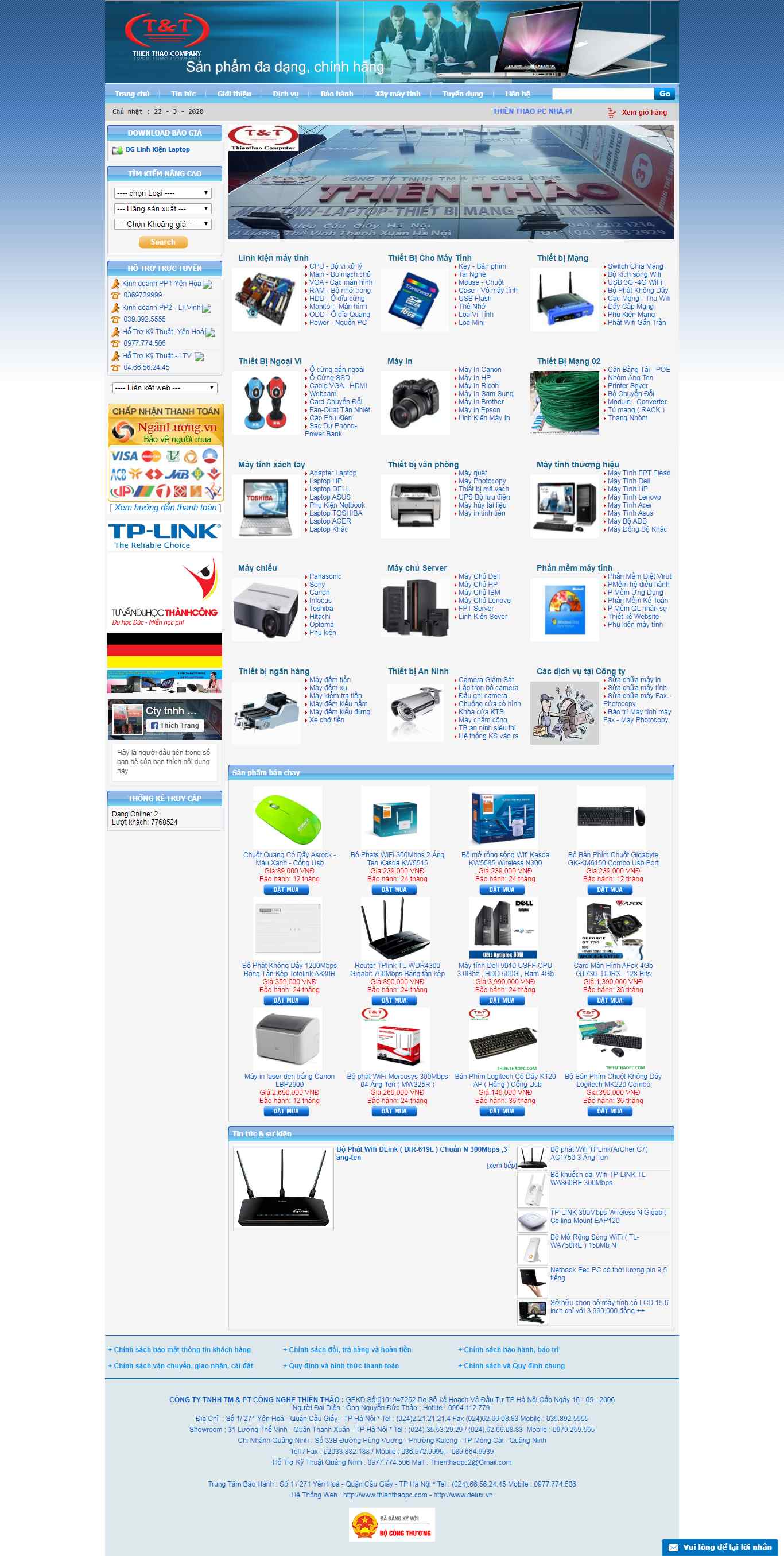 Thiết kế trang Web thiết bị máy tính - thienthaopc.com