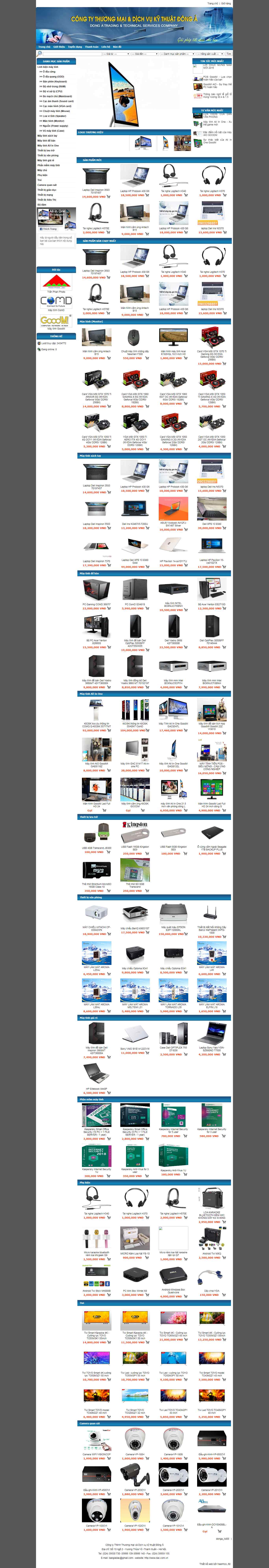 Thiết kế trang Web thiết bị máy tính - dac.com.vn