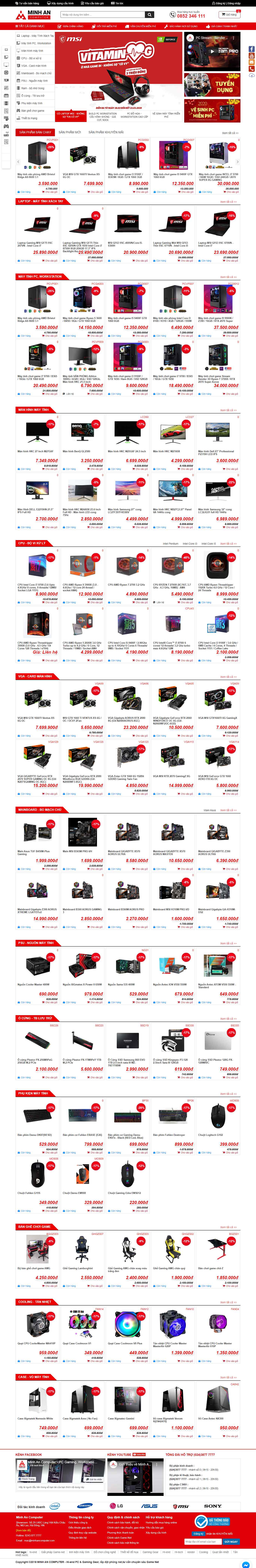 Thiết kế trang Web thiết bị máy tính - minhancomputer.com