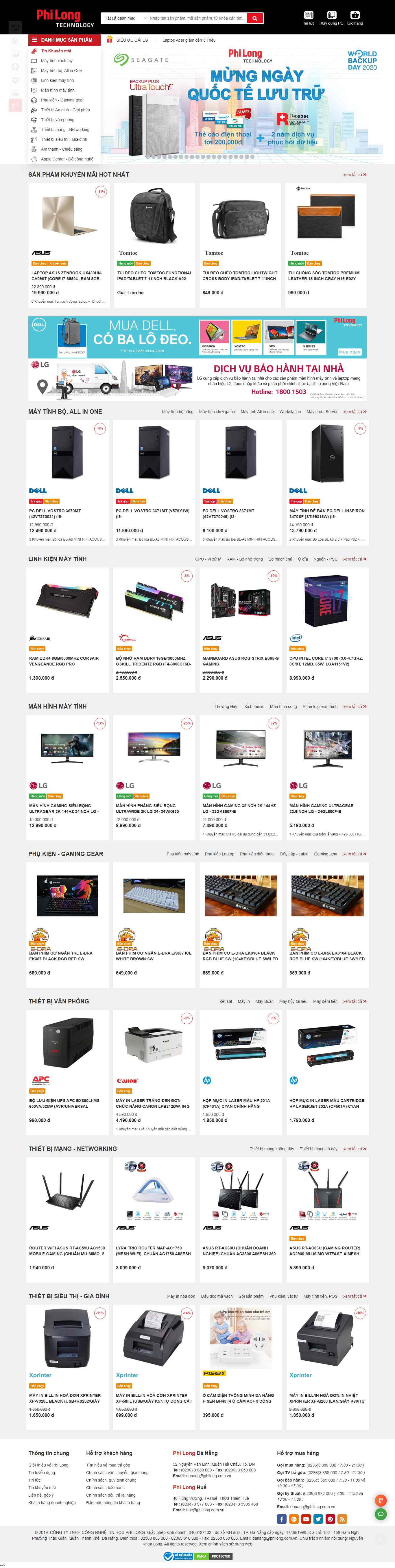 Thiết kế trang Web thiết bị máy tính - philong.com.vn