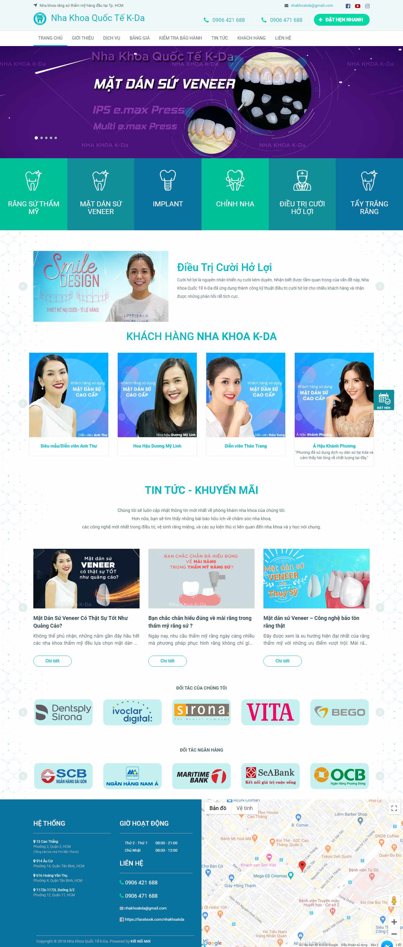Thiết kế trang Web phòng khám nha khoa - nhakhoakda.vn
