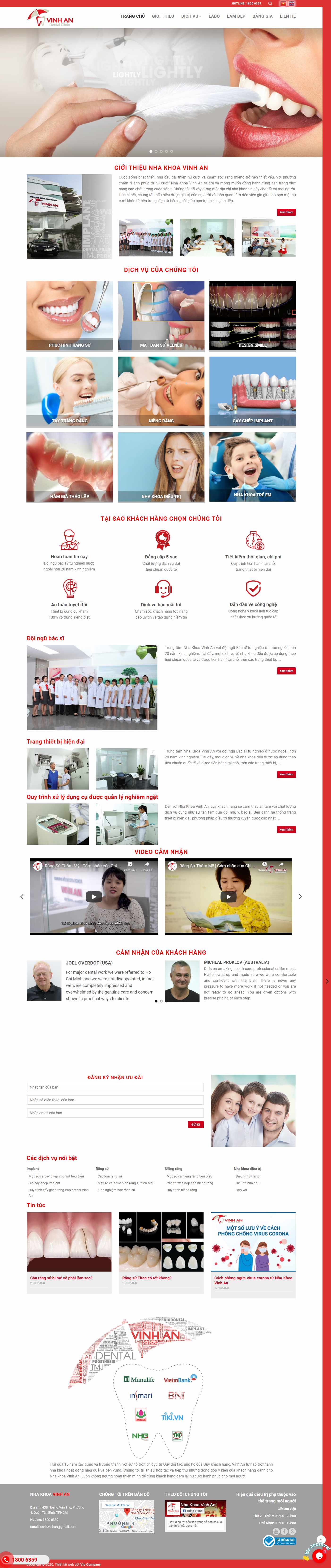 Thiết kế trang Web phòng khám nha khoa - nhakhoavinhan.com