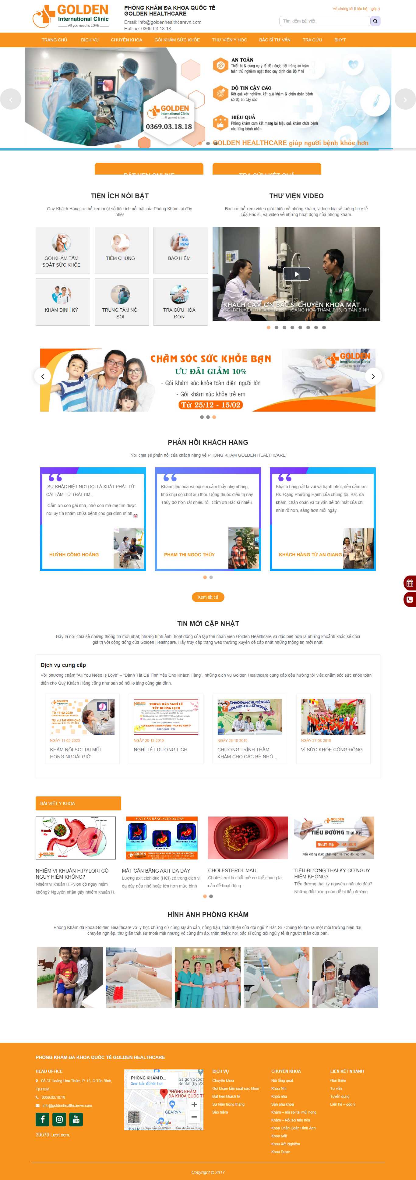 Thiết kế trang Web phòng khám đa khoa - goldenhealthcarevn.com