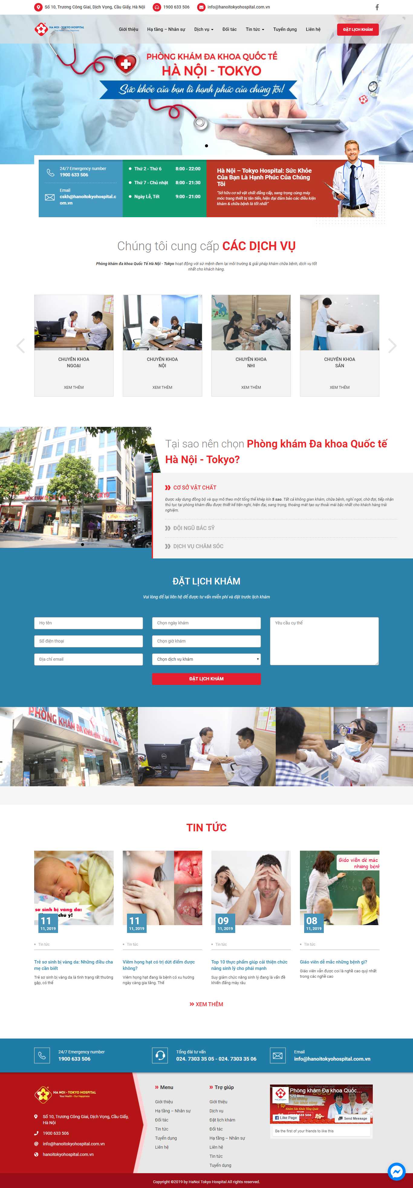Thiết kế trang Web phòng khám đa khoa - hanoitokyohospital.com.vn