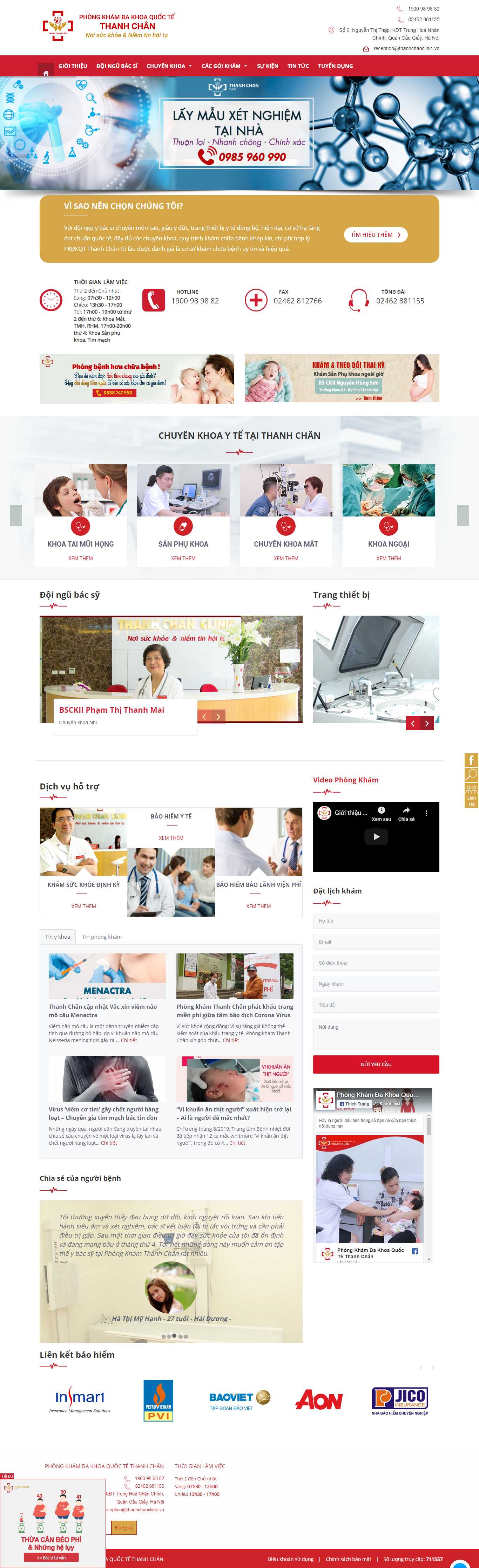 Thiết kế trang Web phòng khám đa khoa - phongkhamthanhchan.vn