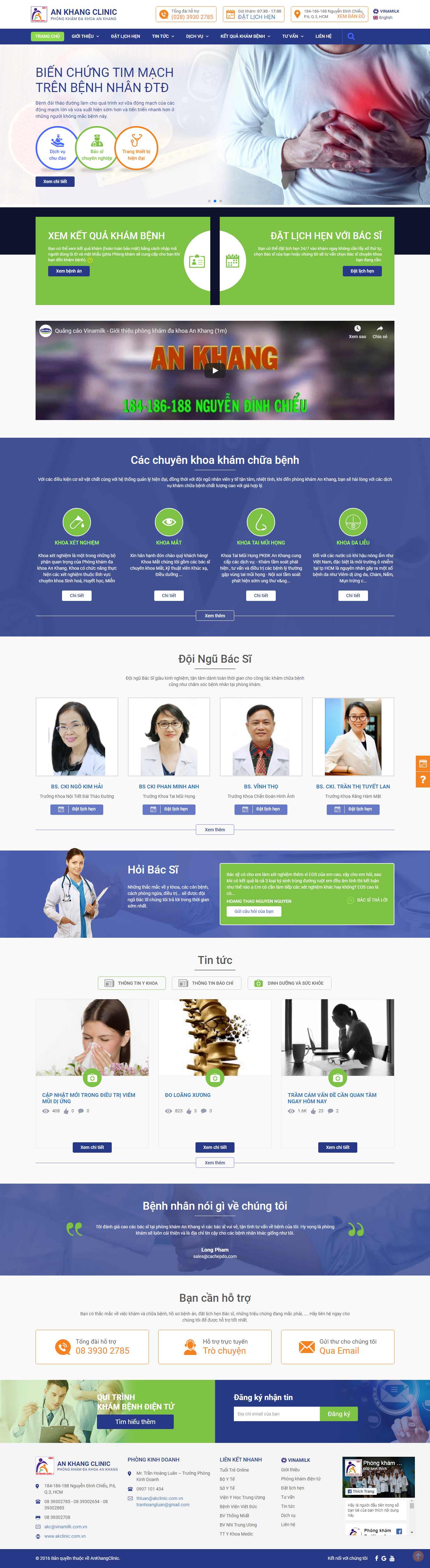 Thiết kế trang Web phòng khám đa khoa - www.akclinic.com.vn