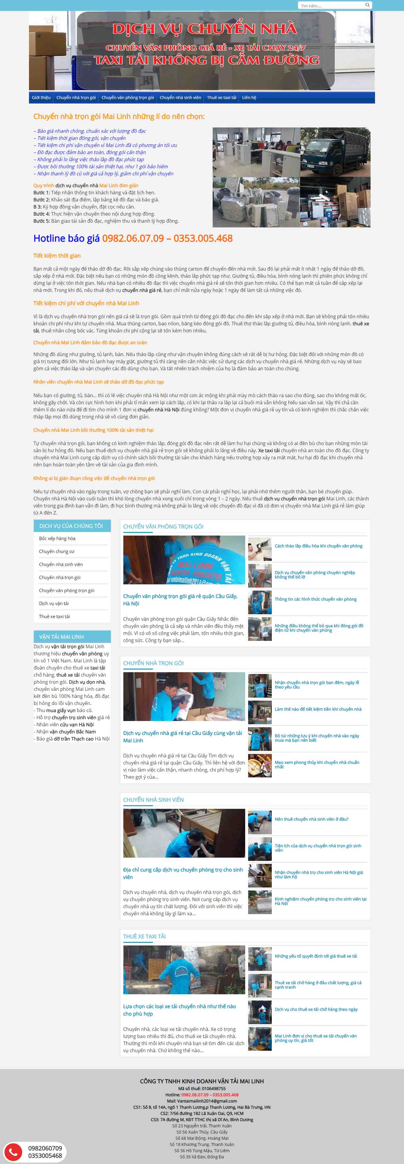 Thiết kế trang Web trọn gói - chuyennhatrongoigiare.com.vn