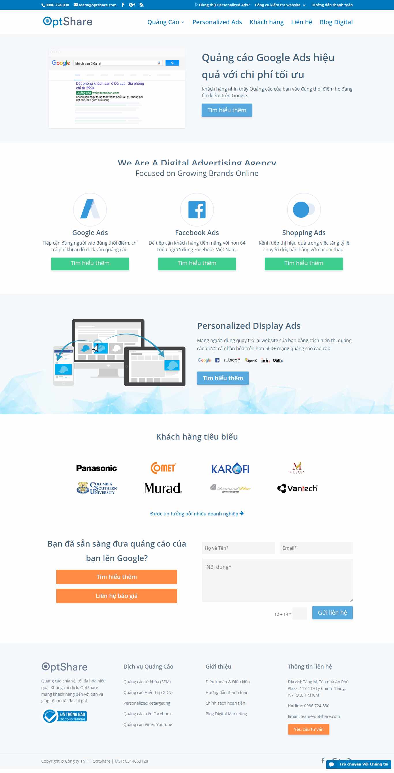 Thiết kế trang Web quảng cáo trực tuyến - optshare.com