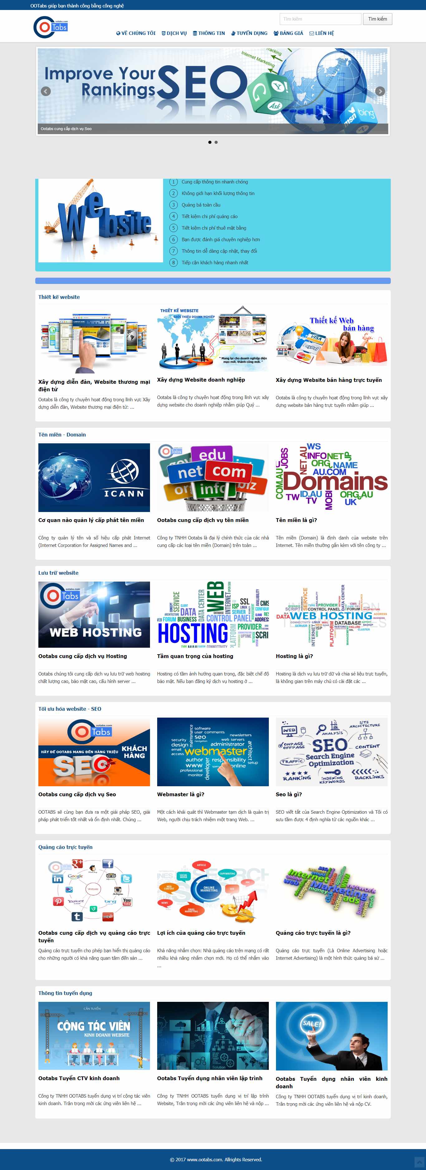 Thiết kế trang Web quảng cáo trực tuyến - ootabs.com