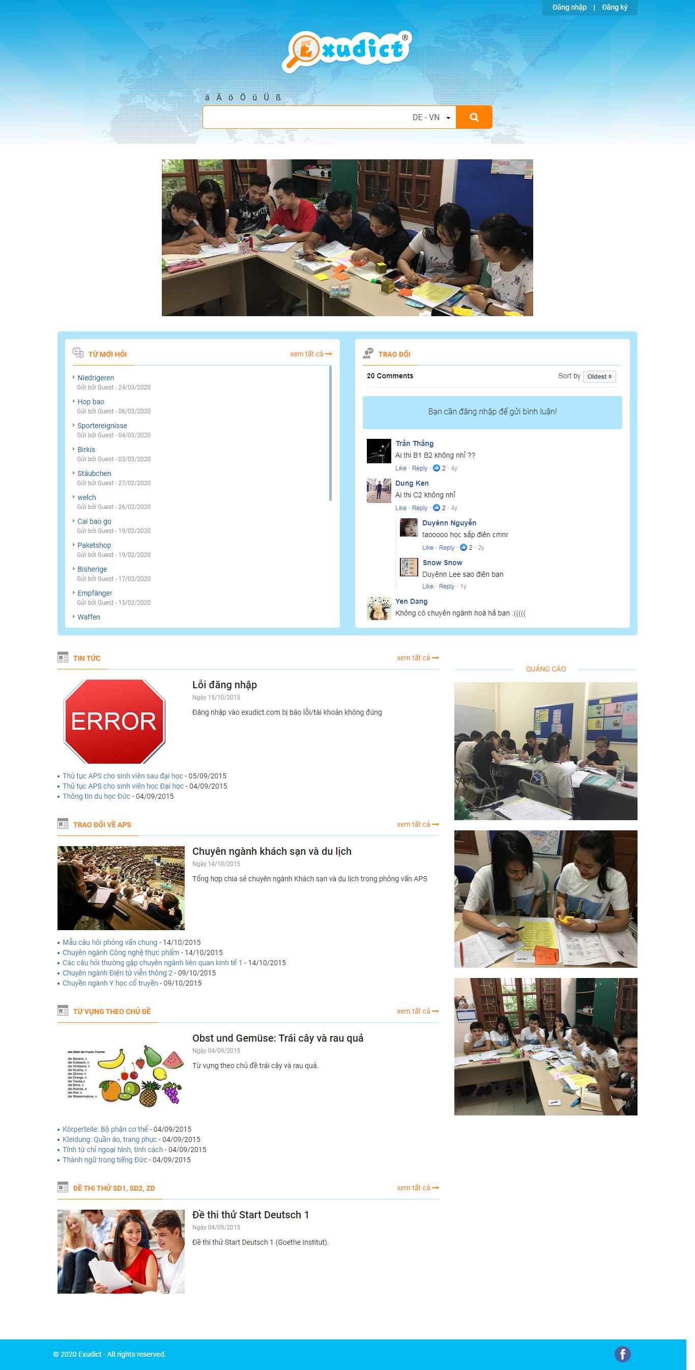 Thiết kế trang Web từ điển trực tuyến - exudict.com