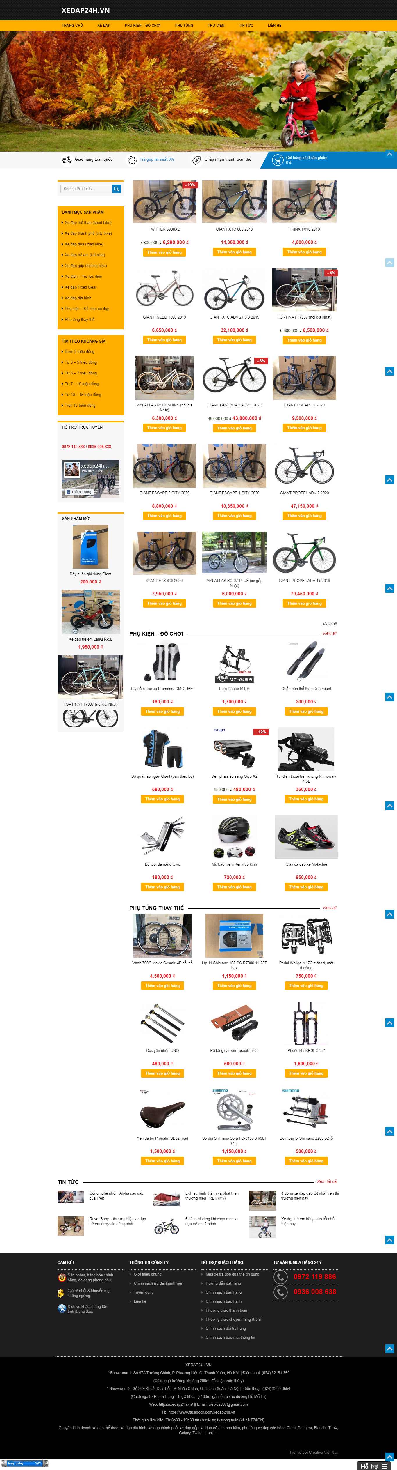 Thiết kế trang Web xe đạp - xedap24h.vn