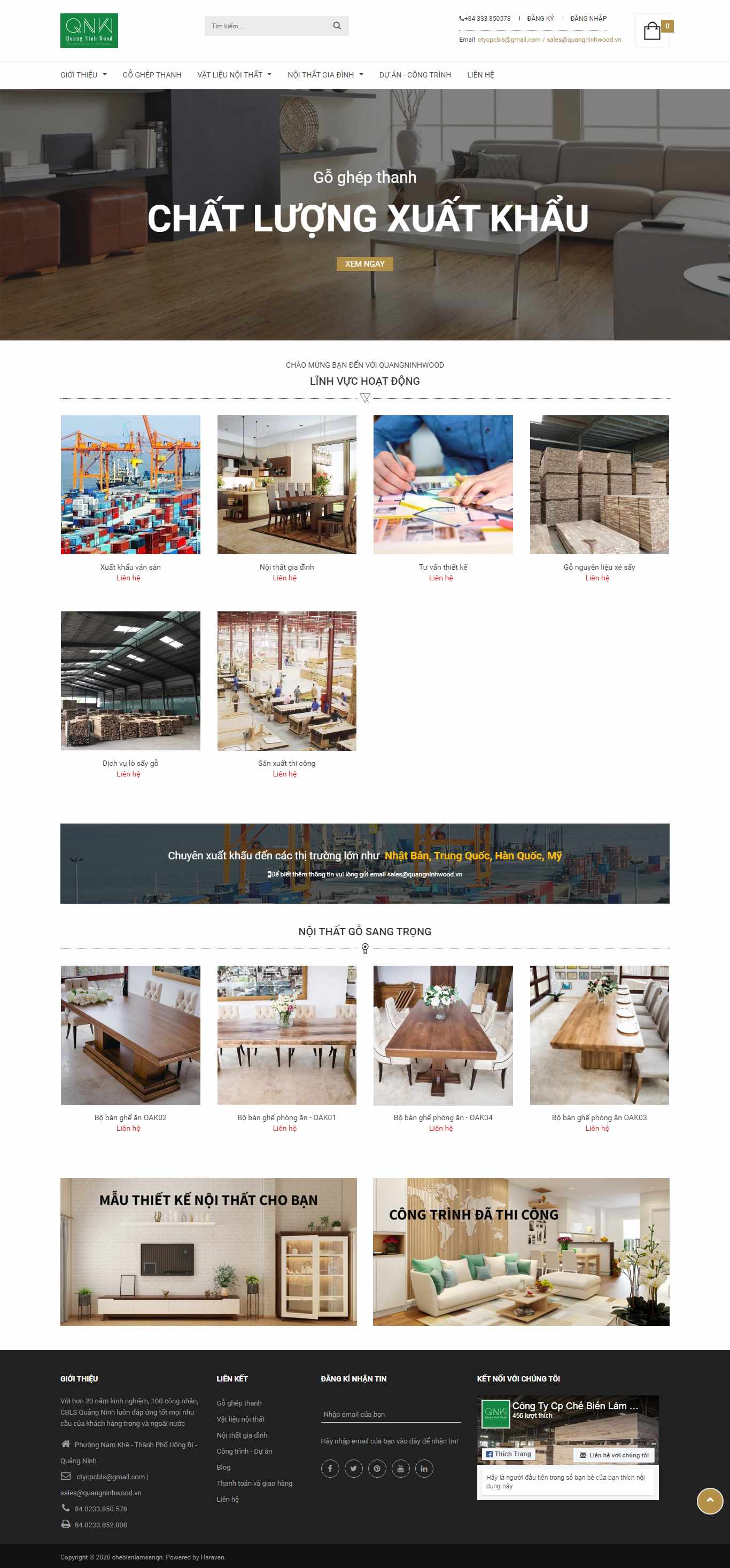 Thiết kế trang Web lâm sản - quangninhwood.vn