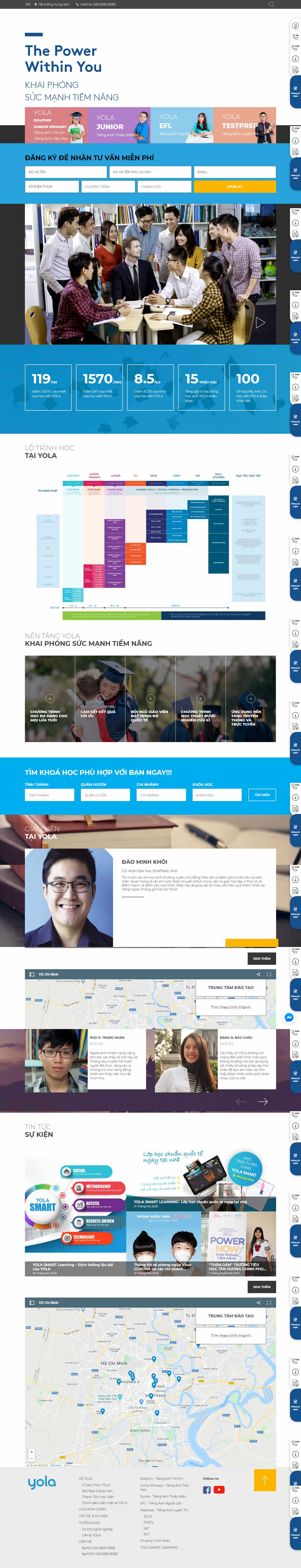 Thiết kế trang Web trung tâm tiếng anh - yola.vn