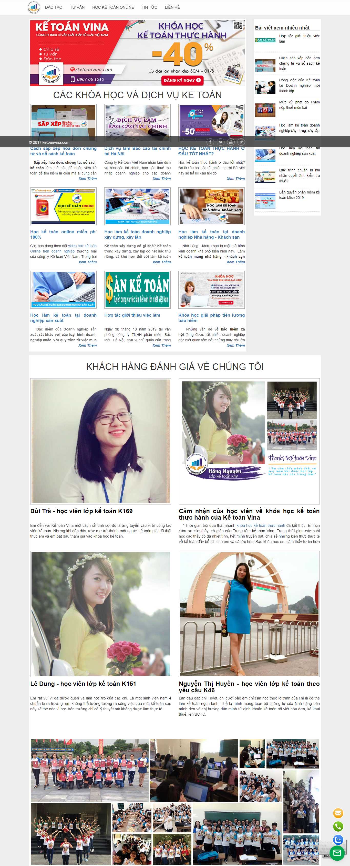 Thiết kế trang Web đào tạo kế toán - ketoanvina.com