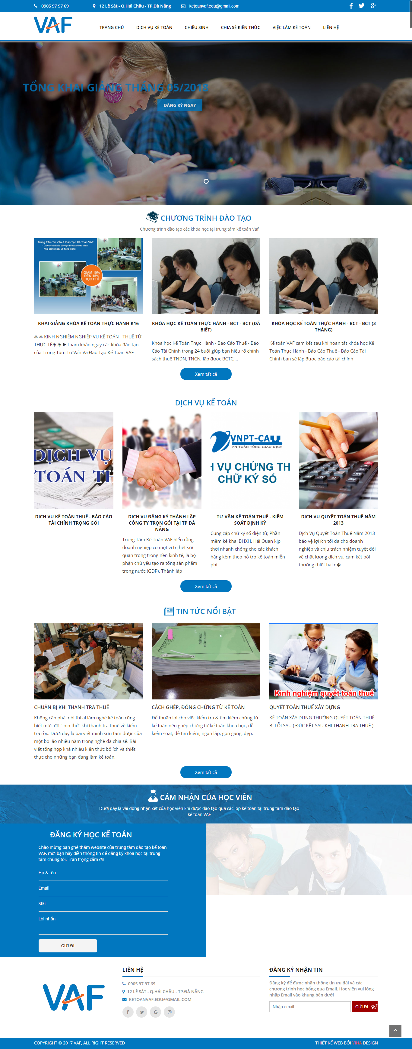 Thiết kế trang Web đào tạo kế toán - www.ketoanvaf.edu.vn