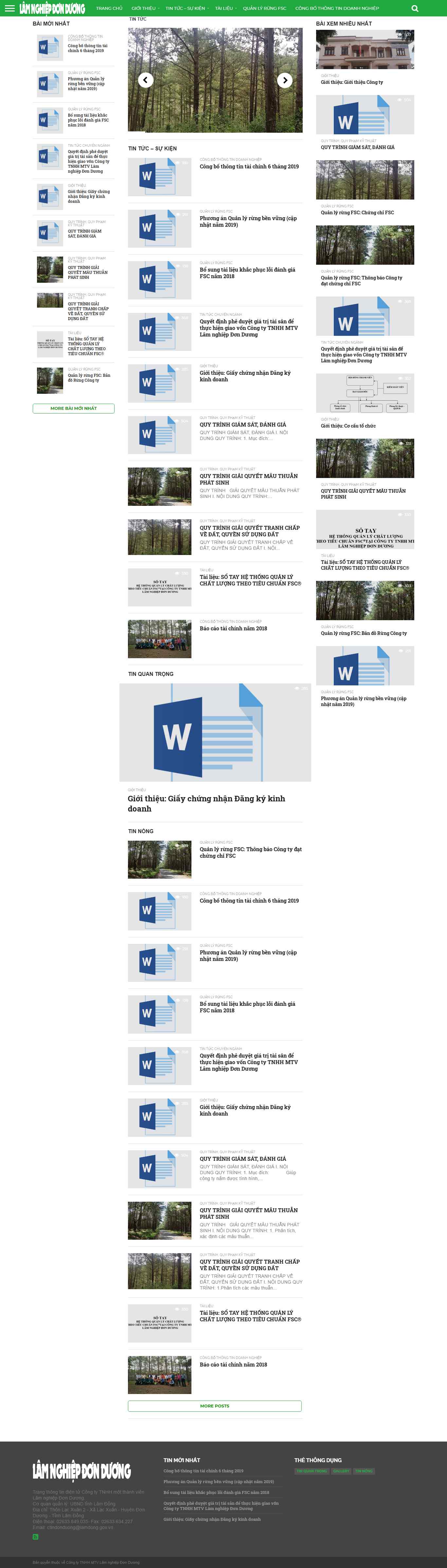 Thiết kế trang Web lâm nghiệp - lamnghiepdonduong.vn