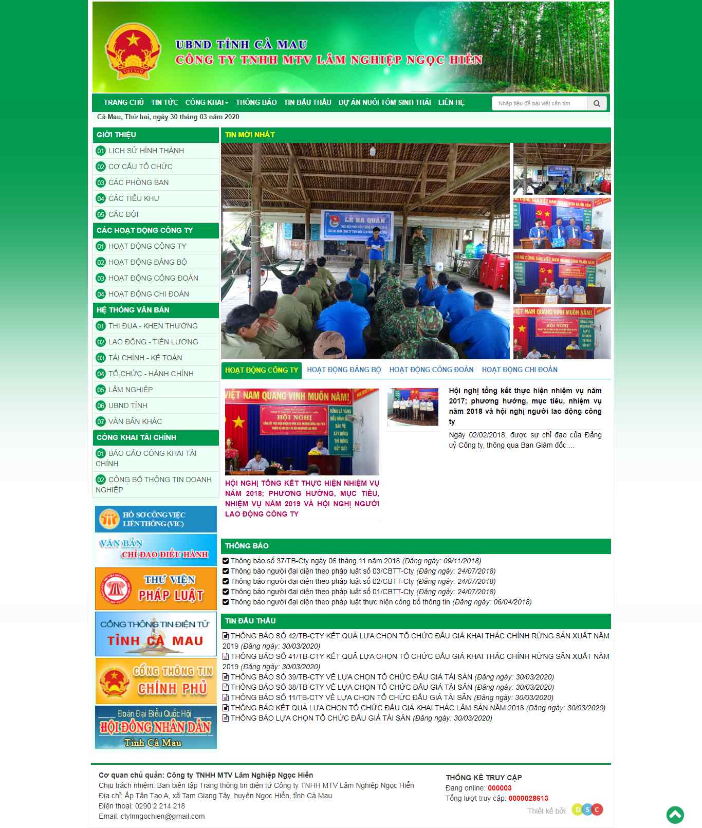 Thiết kế trang Web lâm nghiệp - congtylamnghiepngochien.com