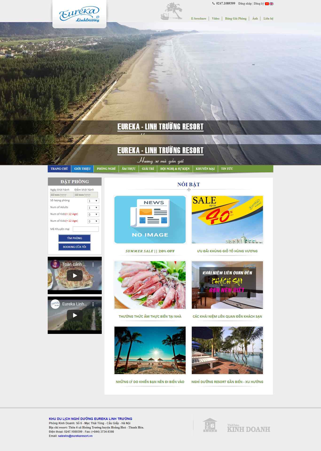 Thiết kế trang Web khu nghỉ dưỡng - eurekaresort.vn